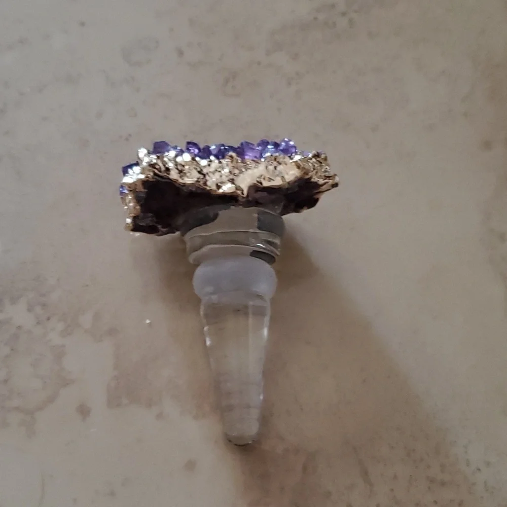Genuine Amethyst Crystal Bottle Stopper nwot